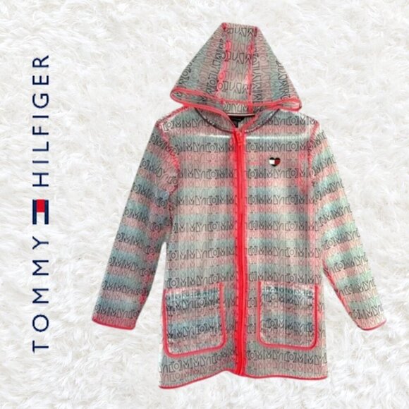 Tommy Hilfiger Other - Tommy Hilfiger Girls Size 12/14 Large Clear Spell Out Logo Rain Coat Translucent